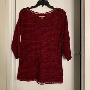 Dana Buchman Red Sweater 3/4 Sleeve Size Small cotton blend Excellent Condition
